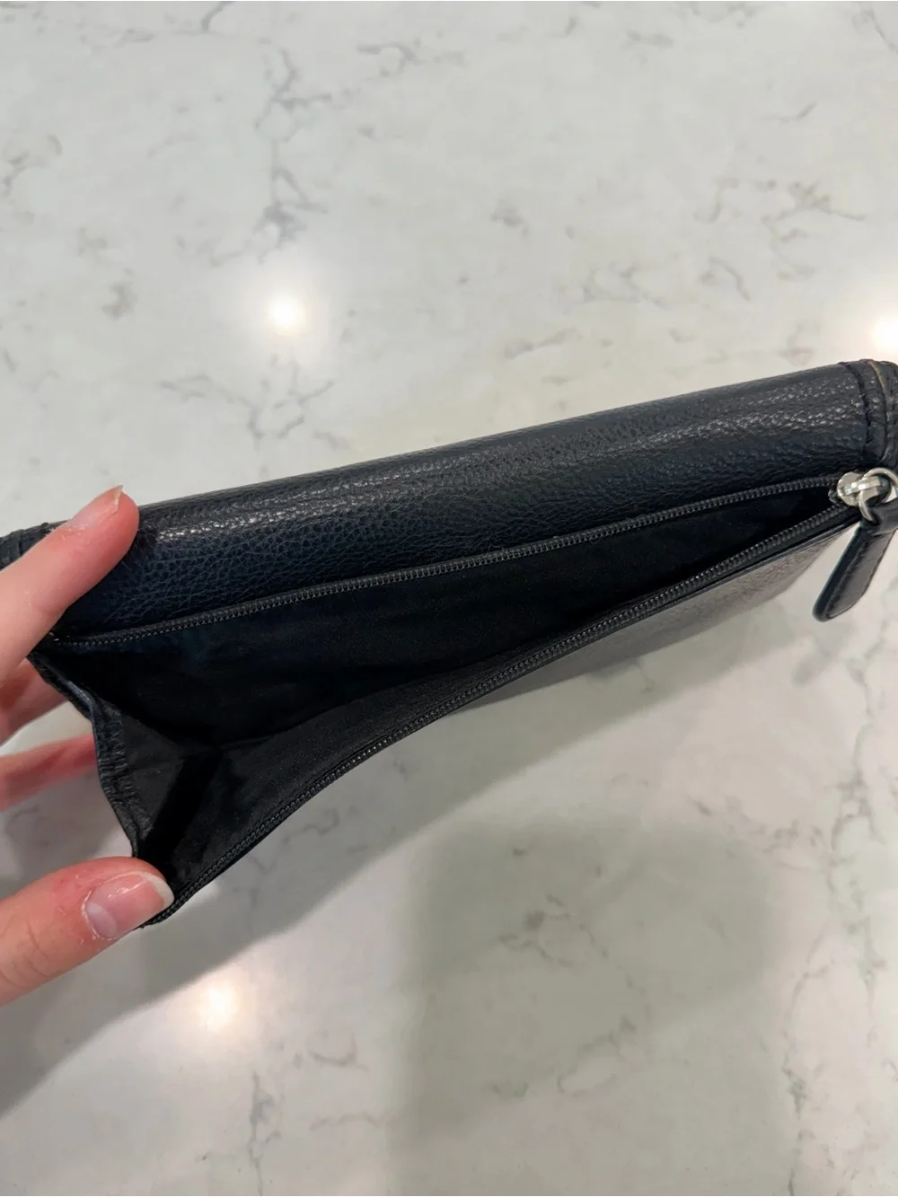 COACH Black Leather Trifold Park Leather Checkbook Wallet